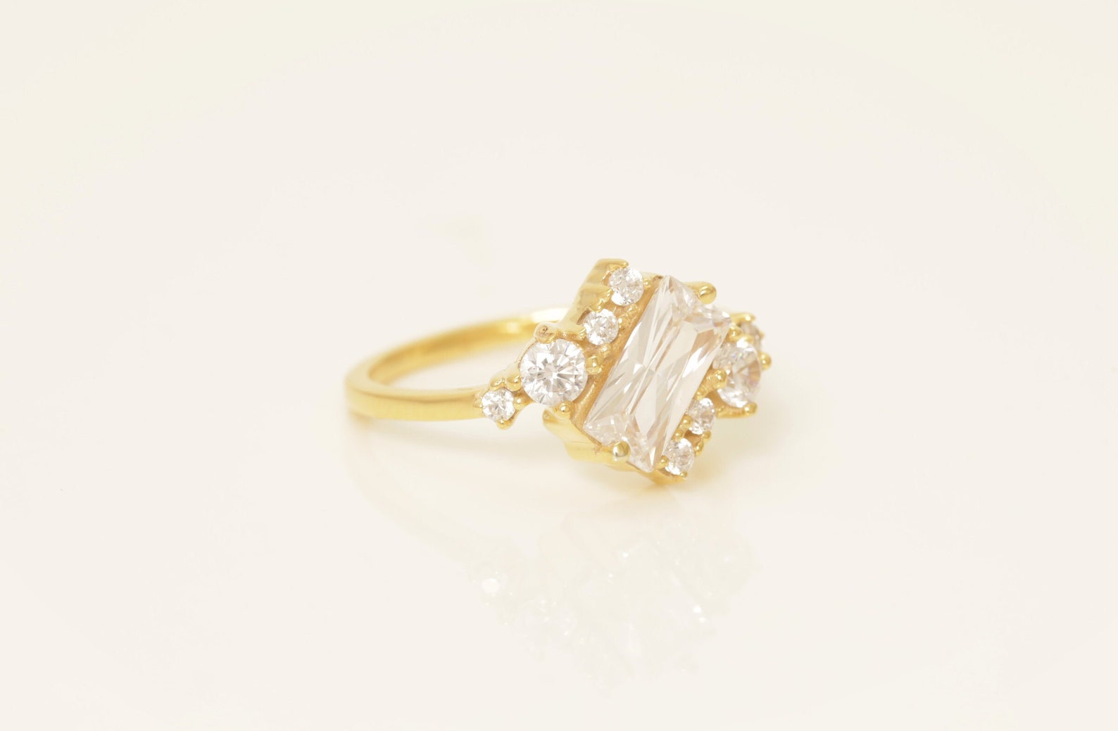 Diamond Cluster Engagement Ring, Alternative Wedding Band, Unique Cluster Nature Ring, Anniversary Gift